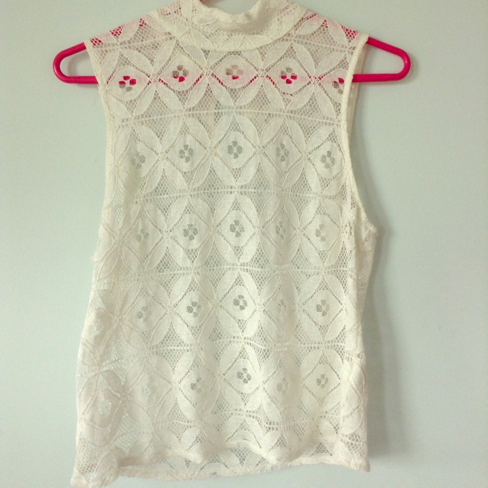 Sleeveless sheer lace top
